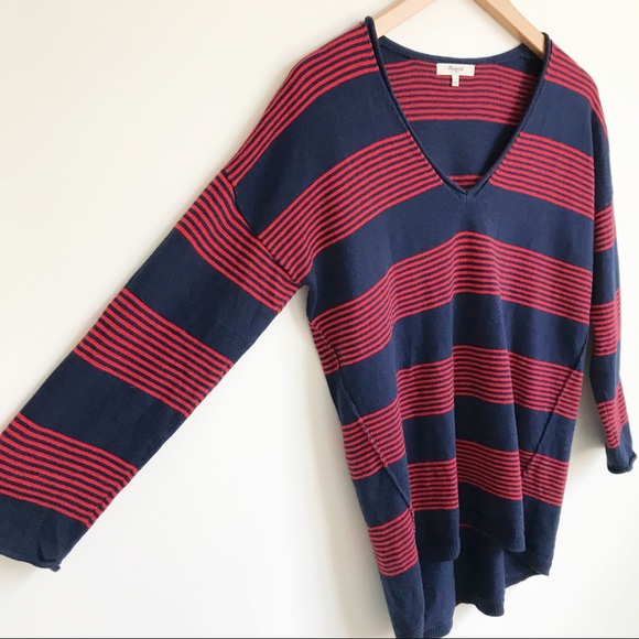 MADEWELL Striped V Neck Pullover Sweater Sz S - Picture 3 of 6